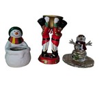PartyLite Christmas Candle Holder Lot Of 3 Crystal Snowman,Snowman Votiv... - £15.05 GBP