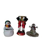 PartyLite Christmas Candle Holder Lot Of 3 Crystal Snowman,Snowman Votiv... - £14.89 GBP