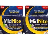 2 MidNite Sleep Health 6mg Melatonin +herbs 30 CHERRY tablets Drug Free ... - $21.77