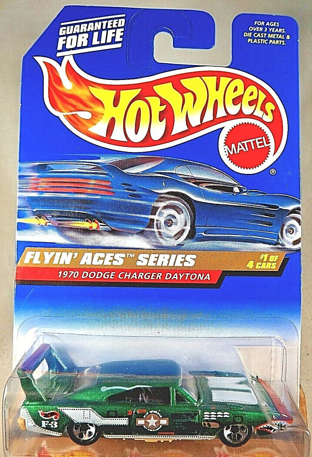 1998 Hot Wheels #737 Flyin' Aces Series 1970 DODGE CHARGER DAYTONA Green 5-Spoke