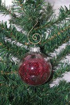 Red Deco Tinsel 2-5/8&quot; Glass Ball Christmas Ornament - £7.94 GBP