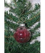 Red Deco Tinsel 2-5/8&quot; Glass Ball Christmas Ornament - £7.88 GBP