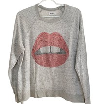 Lauren Moshi Grey Crystal Gap Tooth Mouth Long Sleeve Tee Large - £59.40 GBP