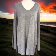 Joan Vass Cashmere Blend Sweater M Pullover Relaxed Fit Gray Lightweight V Neck - £20.08 GBP