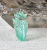 Certified Natural Colombian Emerald Carved Leaves 19.73 Cts Gemstone Pendant - £3,416.42 GBP