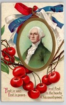 Ellen Clapsaddle Washington Portrait Patriotic Robbon Cherries Postcard X26 - $8.95