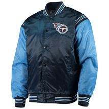 NFL Tennessee Titans NavyBlue SkyBlue Satin Letterman Baseball Varsity Jacket - £107.65 GBP