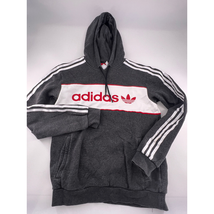 Adidas Sweatshirt Mens Small Gray White Red Hooded Pullover Sportswear A... - $13.10