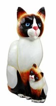 Balinese Wood Handicrafts Adorable Blue Eyed Feline Cat &amp; Kitten Family ... - £33.55 GBP