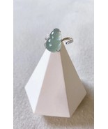 18K Solid White Gold Natural Icy Sky Blue Jadeite Jade Gourd Ring  - $317.00+