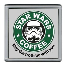 Star Wars Stormtrooper Parody Starbucks Coffee mug Coaster 4 X 4 inches - £6.81 GBP