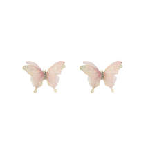 Cubic Zirconia &amp; Polyester 18K Gold-Plated Butterfly Stud Earrings - £11.18 GBP