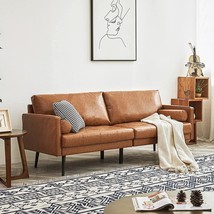 Vonanda Faux Leather Sofa Couch, Mid-Century 73 Inch 3, Elegant Cognac Tan - £425.96 GBP