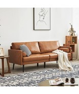 Vonanda Faux Leather Sofa Couch, Mid-Century 73 Inch 3, Elegant Cognac Tan - £419.81 GBP