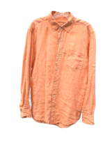 Margaritaville Shirt Mens Medium Orange Coral Linen Roll Tab Pocket Casual Beach - £35.87 GBP