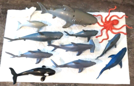 Sea Animal Figures Lot 13 SHARKS Dolphin Whale Octopus Sea Lion Seal Starfish - £9.19 GBP