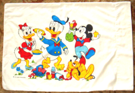 Vint Mickey Mouse Pillowcase Daisy Pluto Donald Picnic Walt Disney Produ... - £10.17 GBP