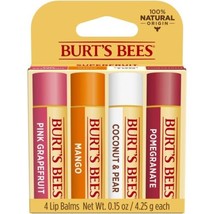 Superfruit Moisturizing Lip Balm Pack Burt&#39;s Bees 4 x 0.15 oz 0.15oz Pomegranate - £12.77 GBP