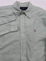 Ralph Lauren Shirt Mens XL Green White Stripe Long Sleeve Classic Fit - $15.90