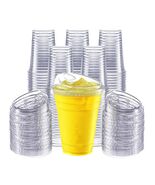 Gailware 100 Pack 16oz Clear Plastic Cups with Strawless Sip-Lids Dispos... - €19,69 EUR