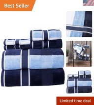 Stylish Navy 6PC Towel Set - Comfortable Bath Towels, Hand Towels &amp; Wash... - $756.61 MXN