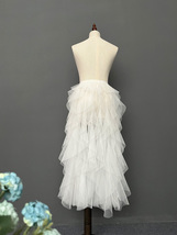White Wedding Detachable Tulle Midi Skirt Wedding Photo Midi Layered Tutu Skirt  image 6