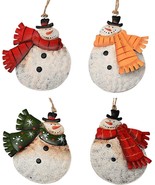 Christmas Hanging Ornament Metal Snowman Decor Set of 4, 4X3.5 Inch Rust... - £13.15 GBP