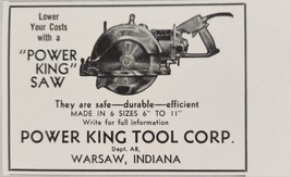 1937 Print Ad &quot;Power King&quot; Electric Saws Safe &amp; Durable Warsaw,Indiana - $9.88