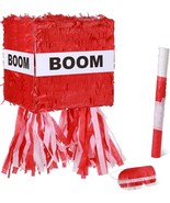 Small Red Boom Pinata w/ Blindfold &amp; Stick Small Cube Shape Pinata 7&quot;x7&quot;x7&quot; - $430.07 MXN