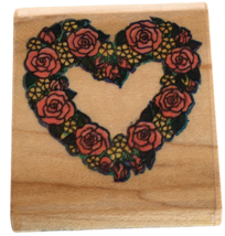 All Night Media Rubber Stamp Heart Wreath Roses Flowers Floral Card Making Craft - £4.73 GBP