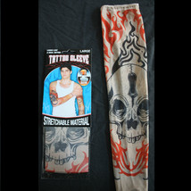 2(1pr)-Gothic Tribal Skull Tattoo SLEEVES-Punk Skater Costume Accessory-KIDS Lrg - £3.03 GBP