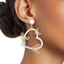 Gold Butterfly Heart Earrings - £11.72 GBP