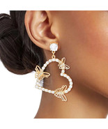 Gold Butterfly Heart Earrings - £11.88 GBP