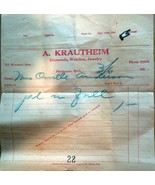 Vintage A. Krautheim Jewelers Muskegon Receipt 1936 - €3,46 EUR