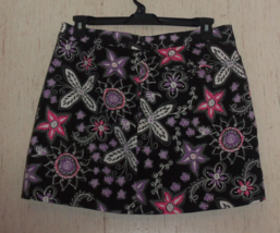 New Womens Lady Hagen Black W/ Pretty Floral Print Skort Size 12 - £22.38 GBP