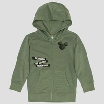 Toddler Boys&#39; Mickey Mouse Mickey Tape Zipper Hooded Fleece Jacket Green 12M NWT - £6.61 GBP