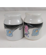 Vintage Blue &amp; Pink Calla Lilly Floral Round Ceramic Salt &amp; Pepper Shakers - €6,70 EUR