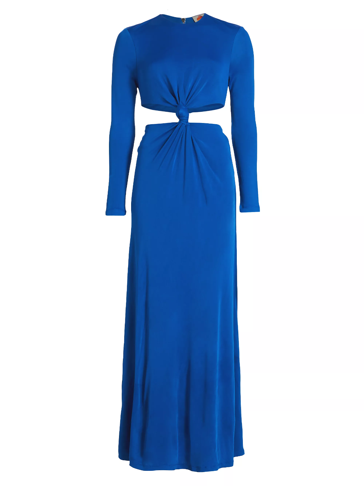 Farm Rio Blue Maxi Dress Knotted Cutout Satin Maxi Dress Sz L New - $149.00