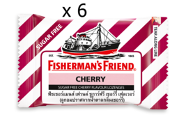6 x Fisherman&#39;s Friend Cherry Flavor Lozenges Sore Throat Cough Relief - £21.76 GBP