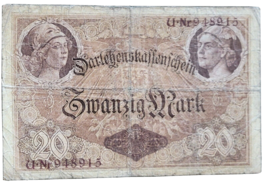 GERMANY 20 MARK REICHSBANKNOTE 1914 VERY RARE NO RESERVE - $9.46
