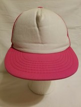 Vintage Blank Plain Hat Cap Trucker Snapback Adjustable 80&#39;s 90&#39;s PINK M... - £15.77 GBP