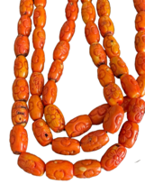 Vintage Carved 3-Strand Coral Necklace with a Sterling Clasp - £1,510.88 GBP