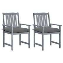 vidaXL Solid Acacia Wood Patio Chair Set of 2 Gray Accentuated Outdoor - $4,243.21 MXN