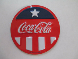 Coca-Cola Refrigerator Magnet Round Red and Blue Shield Logo with Star - $3.71