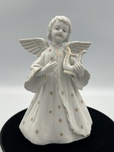 MUSIC BOX  Schmid Bros Rotating Angel Gold Accents Brahms Lullaby Sankyo - £14.63 GBP