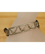 Vintage Costume Jewelry Silvertone Metal Gymnastic Event Figural 8&quot; Brac... - $19.79