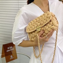 Women&#39;s 2021 Bag Cloth Crochet Woven Bag Hand Made Woven Chain Lock Women&#39;s Cros - £37.36 GBP