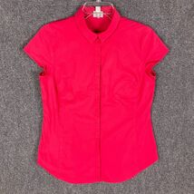 Worthington Button Up Top Women&#39;s Medium Pink Cotton Blend Stretch M - $16.73 CAD