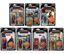 Star Wars Retro Collection The Mandalorian Wave 1 Set of 7 Figures NEW w/ Cases - £35.59 GBP