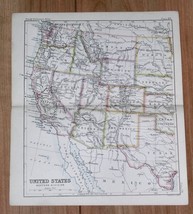 1890 Original Antique Map Western Usa California Arizona Texas - £19.23 GBP